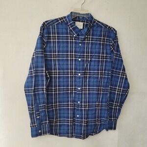 American‎ Eagle Mens XL Plaid Button Down Shirt Blue White Yellow Casual